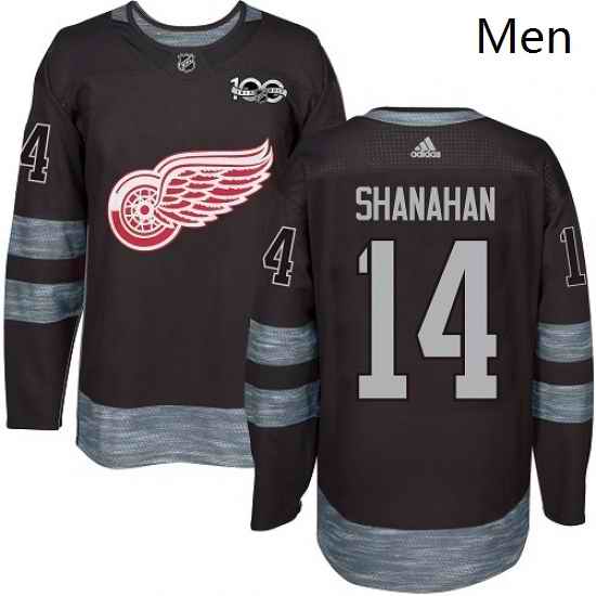 Mens Adidas Detroit Red Wings 14 Brendan Shanahan Premier Black 1917 2017 100th Anniversary NHL Jersey